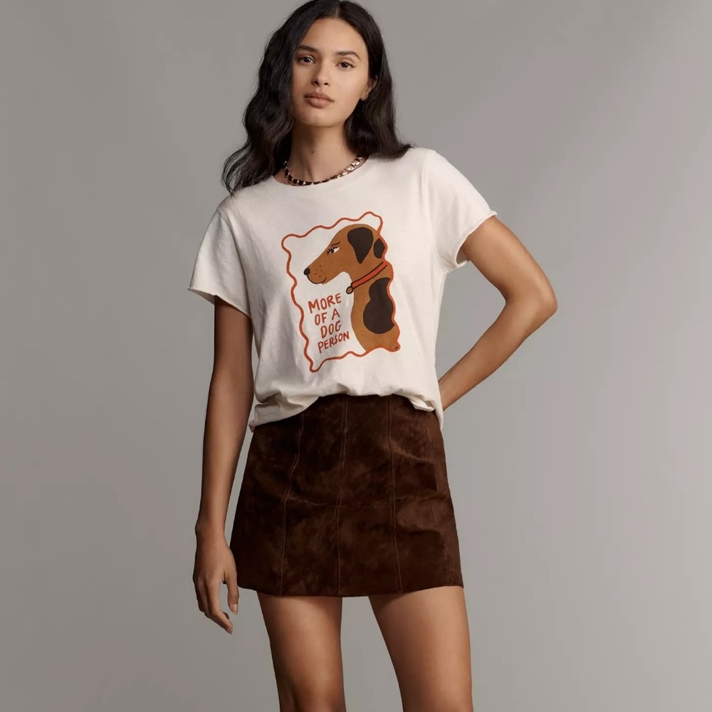Anthropologie Maeve x Tulastra Studio Boxy Tee T-Shirt MORE OF A DOG PERSON nwt - Picture 3 of 4